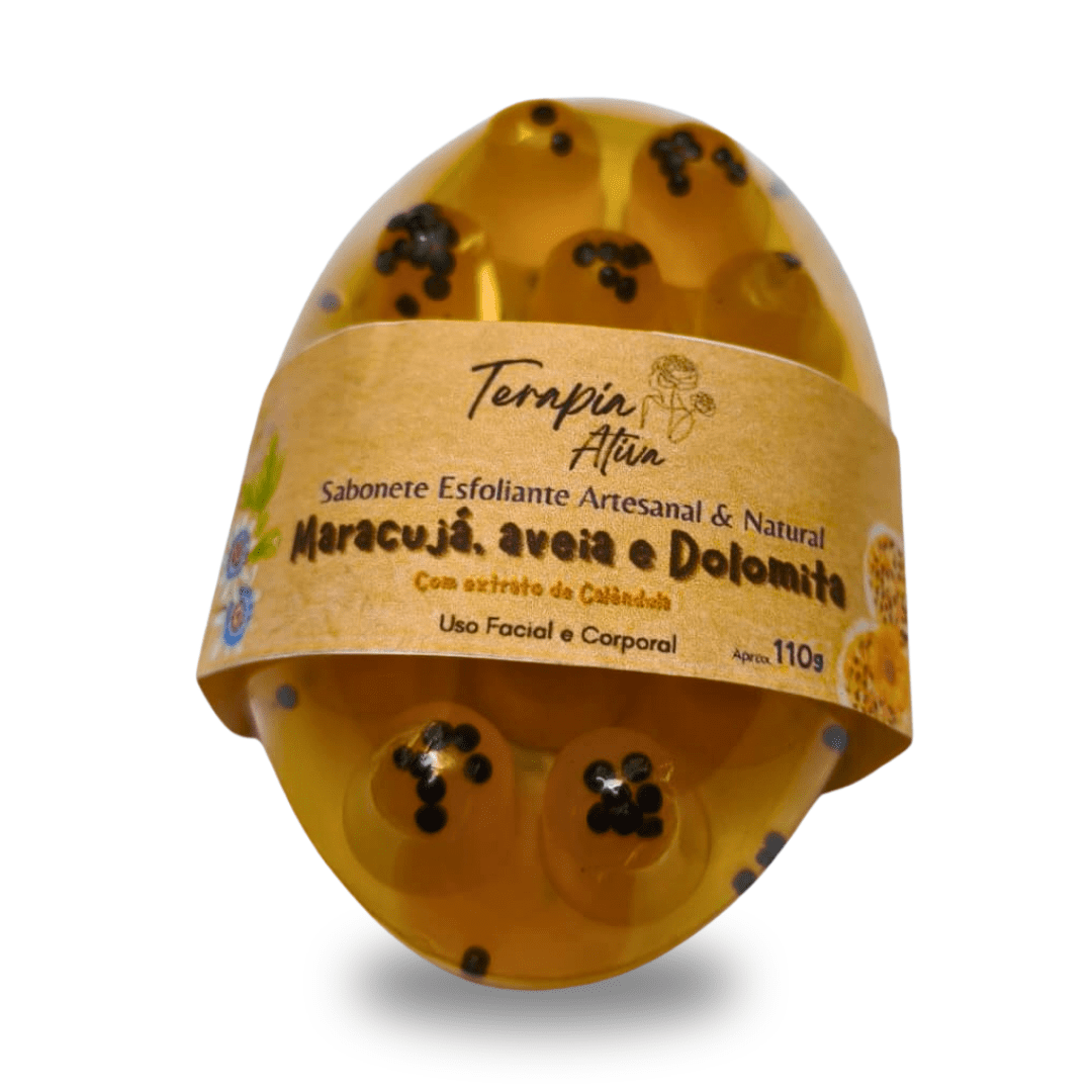 sabonete artesanal esfoliante em barra 110g maracuja, aveia e dolomita