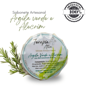 sabonete artesanal em barra 70g argila verde e alicrim