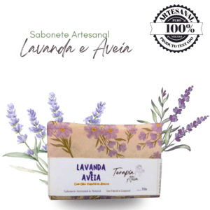 sabonete artesanal em barra 70g lavanda e aveia